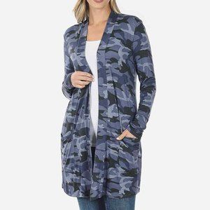 Zenana Camo Cardigan 2 pockets NWT